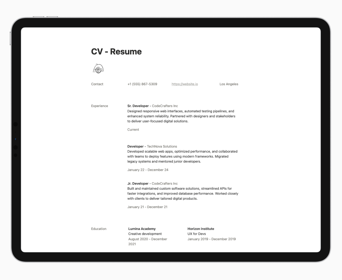 CV / Resume CV / Resume screenshot 1
