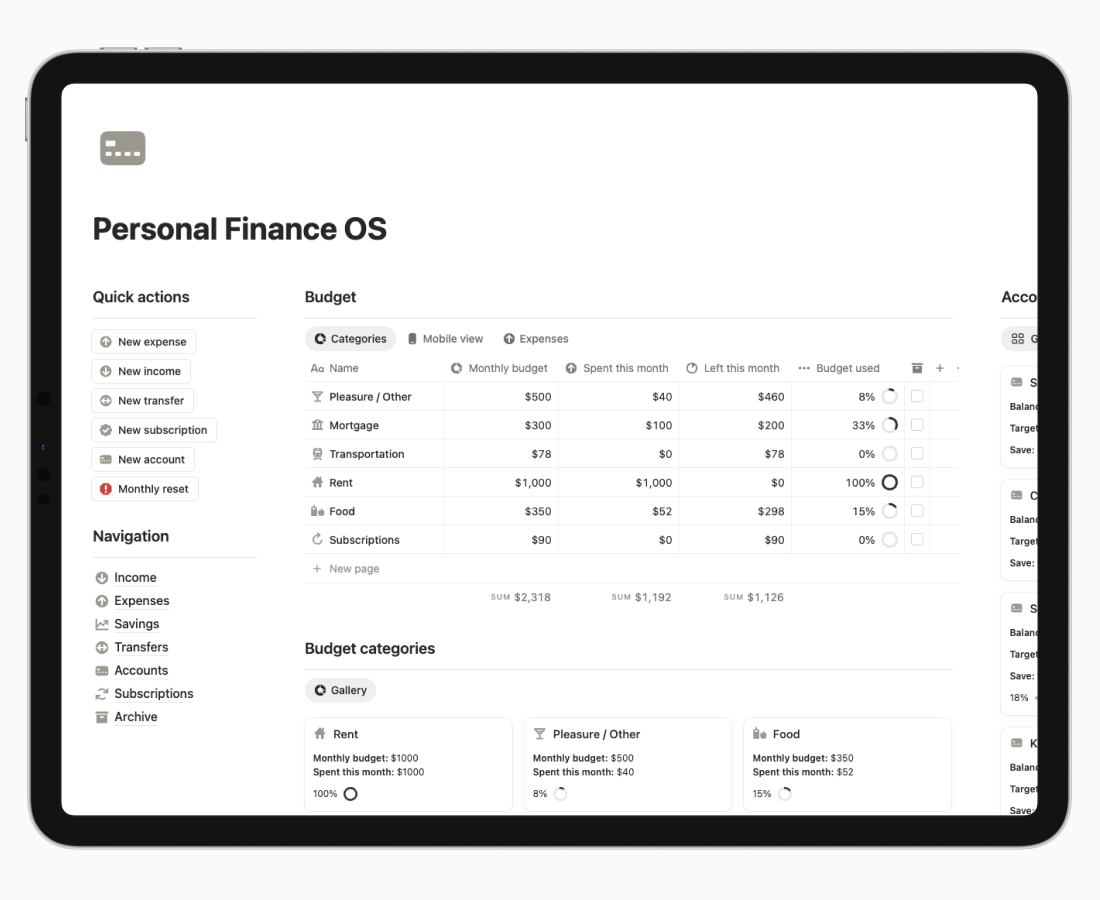 Personal Finance Tracker in Notion